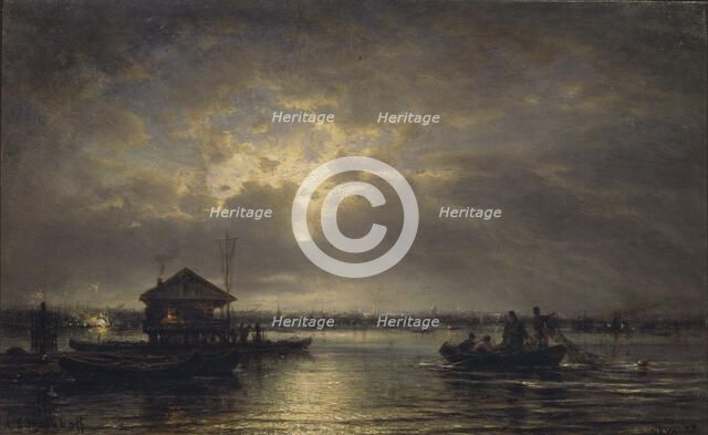 Summer Night on the Neva, 1875. Artist: Bogolyubov, Alexei Petrovich (1824-1896)