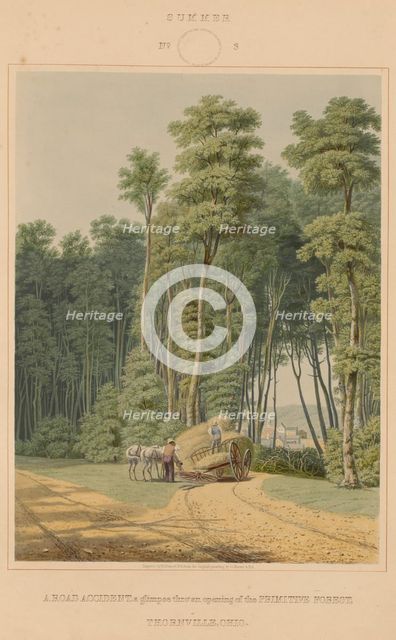 Summer--A Road Accident. A glimpse thro' an opening of the Primitive Forest... 1841. Creator: William James Bennett.