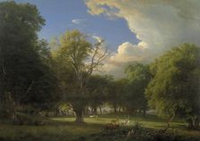 Summer Afternoon with a Passing Shower. The Deer Park in Jægersborg North of Copenhagen, 1874. Creator: Peter Christian Thamsen Skovgaard