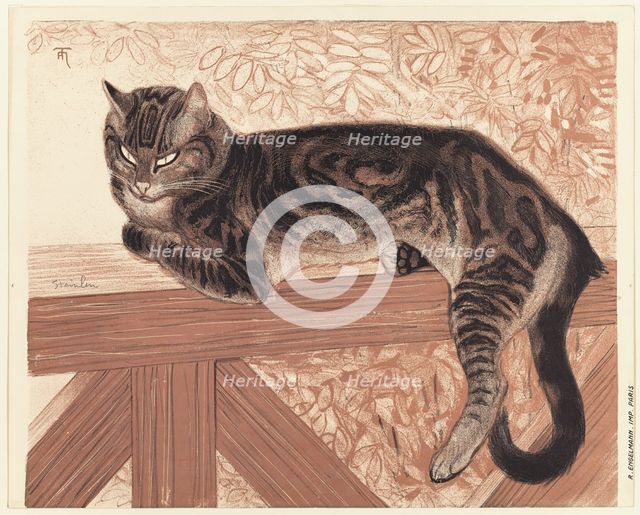 Summer: Cat on a Balustrade, 1909. Creator: Theophile Alexandre Steinlen.