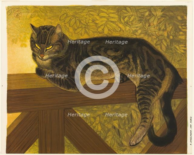 Summer: Cat on a Balustrade, 1909. Creator: Theophile Alexandre Steinlen.