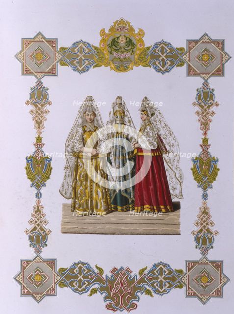 Summer Costumes of Women from Torzhok (From the series Clothing of the Russian state), 1851. Artist: Solntsev, Fyodor Grigoryevich (1801-1892)