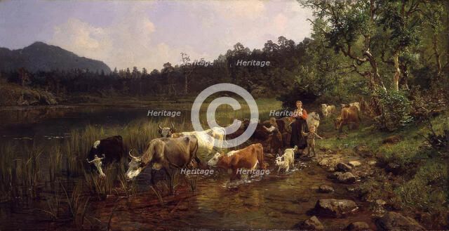 Summer Day by the Tarn, 1876. Creator: Anders Monsen Askevold.