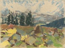 Summer day on a rocky forest clearing, around 1934. Creator: Zolo Palugyay