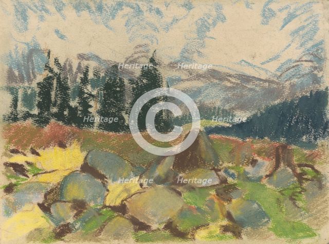 Summer day on a rocky forest clearing, around 1934. Creator: Zolo Palugyay.