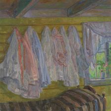 Summer Dresses, interior from Seljord, 1905. Creator: Thorvald Erichsen