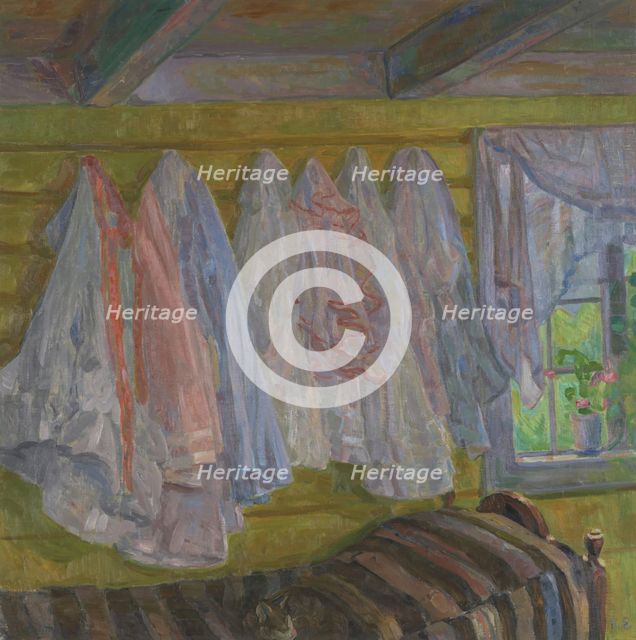 Summer Dresses, interior from Seljord, 1905. Creator: Thorvald Erichsen.