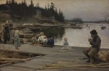 Summer Evening at Hammar's Repair Yard, 1885. Creator: Albert Edelfelt