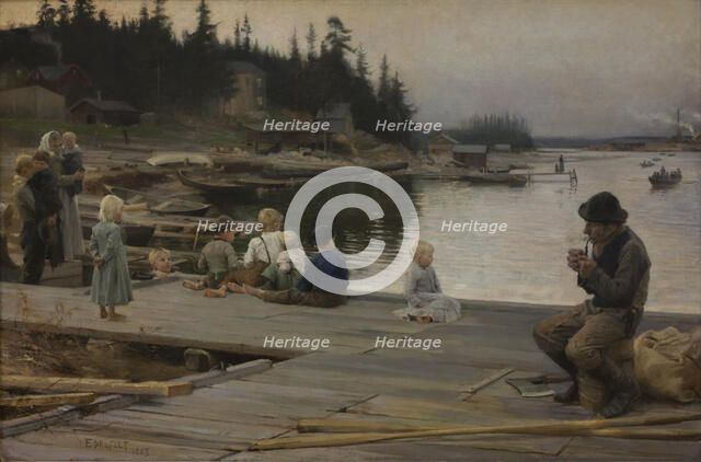 Summer Evening at Hammar's Repair Yard, 1885. Creator: Albert Edelfelt.