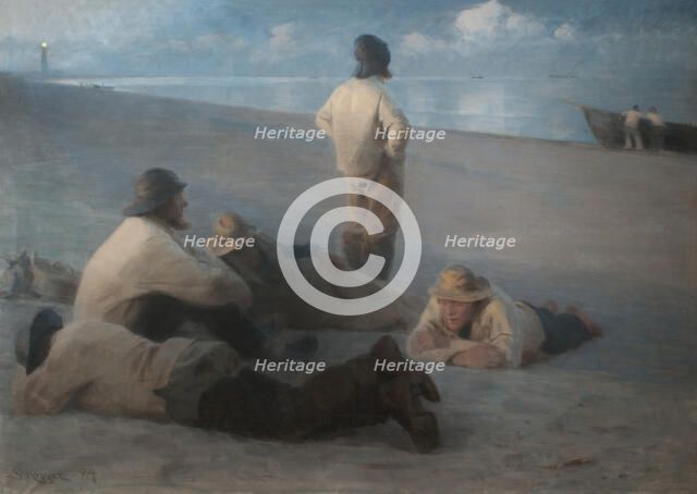 Summer Evening on the Beach at Skagen, 1884. Creator: Peder Severin Kroyer.