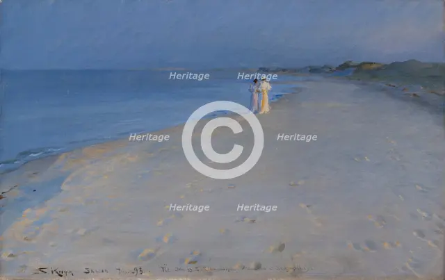 Summer evening on the south beach of Skagen. Anna Ancher and Marie Krøyer, 1893.