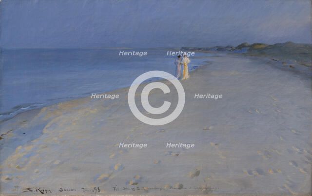 Summer evening on the south beach of Skagen. Anna Ancher and Marie Krøyer, 1893.