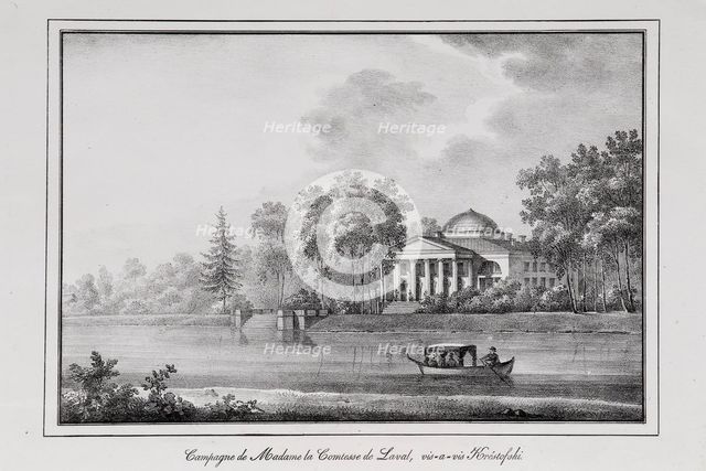 Summer House of Countess de Laval on the Aptekarsky Island (Series Views of Saint Petersburg), 1820s. Artist: Pluchart, Alexander (1777-1827)