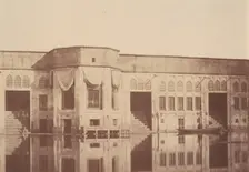 [Summer residence (Qasr) of the Shah, Emarat-e xoruji, Teheran, Iran], 1840s-60s. Creator: Possibly by Luigi Pesce