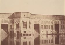 [Summer residence (Qasr) of the Shah, Emarat-e xoruji, Teheran, Iran], 1840s-60s. Creator: Possibly by Luigi Pesce