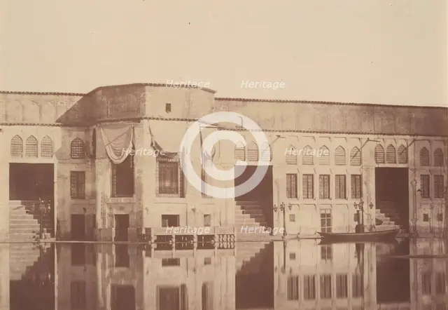 [Summer residence (Qasr) of the Shah, Emarat-e xoruji, Teheran, Iran], 1840s-60s. Creator: Possibly by Luigi Pesce.