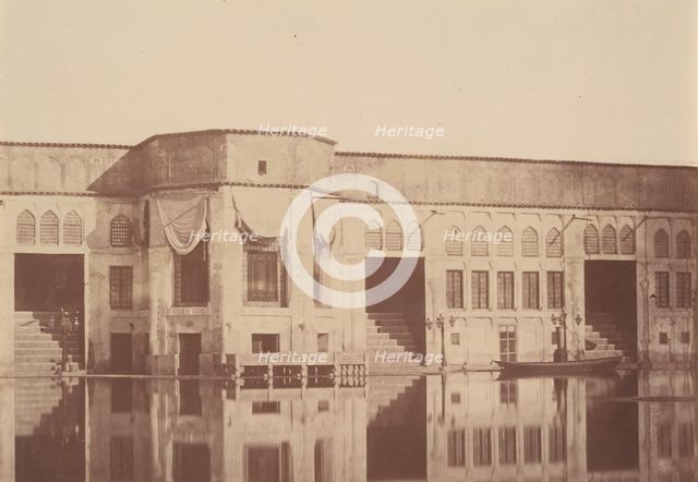 [Summer residence (Qasr) of the Shah, Emarat-e xoruji, Teheran, Iran], 1840s-60s. Creator: Possibly by Luigi Pesce.