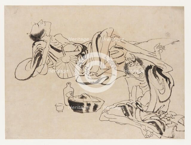 Summer sake sippers, late 18th-early 19th century. Creator: Hokusai.