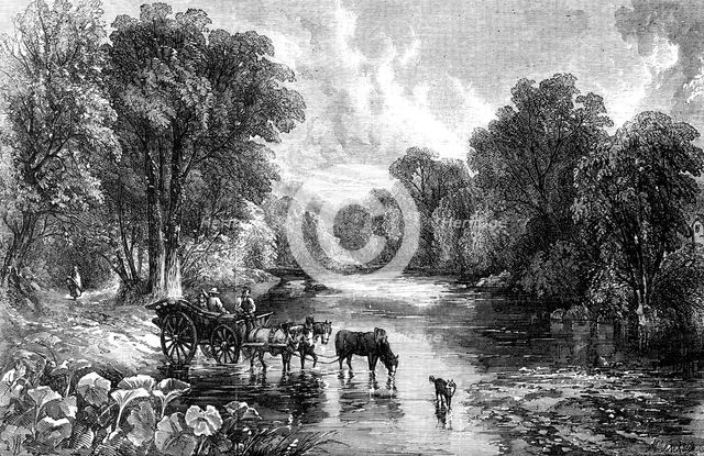 "Summer Time - Crossing the Ford" - painted by T. J. Soper - from the Exhibition of the National Ins Creator: Mason Jackson.
