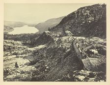 Summit of Sierra Nevada, Snow Sheds in Foreground, Donner Lake in the Distance, C. P. R. R., 1868/69 Creator: Andrew Joseph Russell