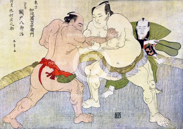 Sumo wrestlers, 1897. Artist: Unknown