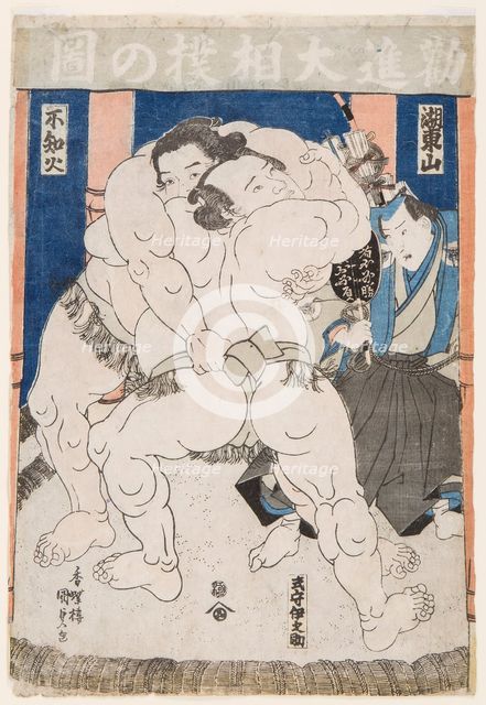 Sumo Wrestlers in Action, .