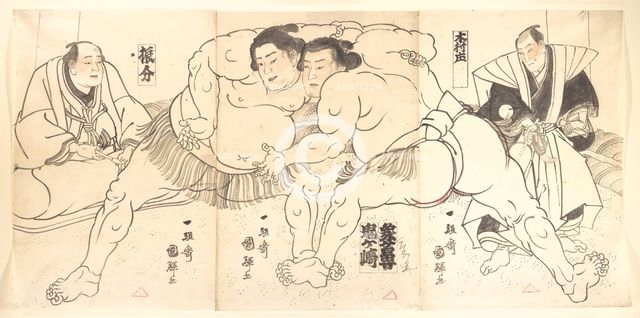 Sumo Wrestling, 19th century. Creator: Utagawa Kuniteru.