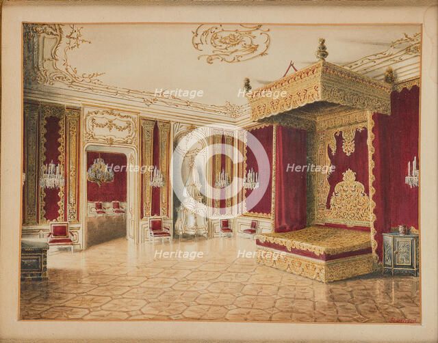 Sumptuous room ("Reiches Zimmer") of the Imperial Palace in Vienna with the state bed of Maria... Creator: Stillfried von Rathenitz, Raimund, Freiherr (1839-1911).