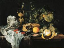 Sumptuous Still Life with Fruits, Pie and Goblets, 1651. Creator: Jan Davidsz de Heem