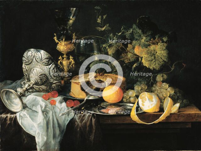 Sumptuous Still Life with Fruits, Pie and Goblets, 1651. Creator: Jan Davidsz de Heem.