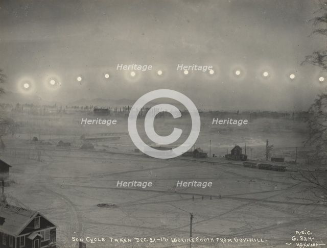 Sun Cycle Taken Dec 21-17. Looking South from Gov. Hill, 1917. Creator: H.G Kaiser.