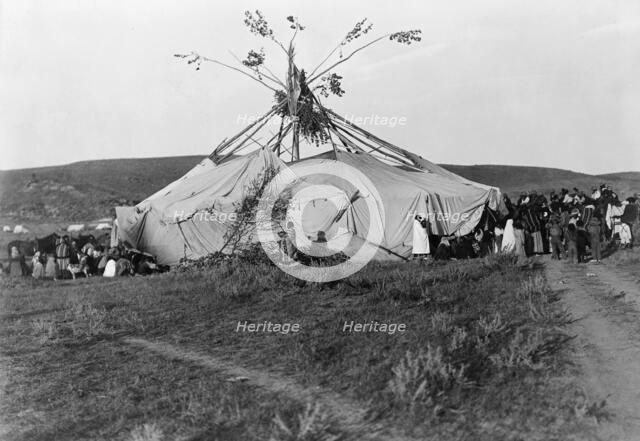 Sun dance in progress-Cheyenne, c1910. Creator: Edward Sheriff Curtis.