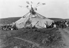 Sun dance in progress-Cheyenne, c1910. Creator: Edward Sheriff Curtis