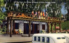 Sun deck on a boathouse, Rainbow Springs, Florida, USA, 1940