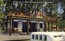 Sun deck on a boathouse, Rainbow Springs, Florida, USA, 1940