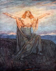 Sun, I hail thee! Hail, O light! Hail, O glorious day! 1924. Creator: Arthur Rackham