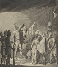 Sun King Anointing a Bound Couple, from August von Kotzebue's Die Sonnenjungfrau, 19th century. Creator: Franz von Hauslab