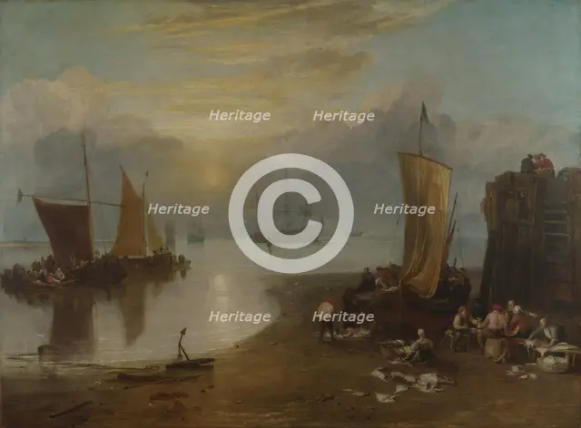 Sun rising through Vapour. Fishermen cleaning and selling Fish, 1804-1806. Artist: Turner, Joseph Mallord William (1775-1851)