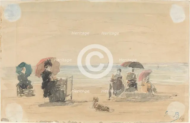 Sun-Shades, Trouville, 1869. Creator: Eugene Louis Boudin.