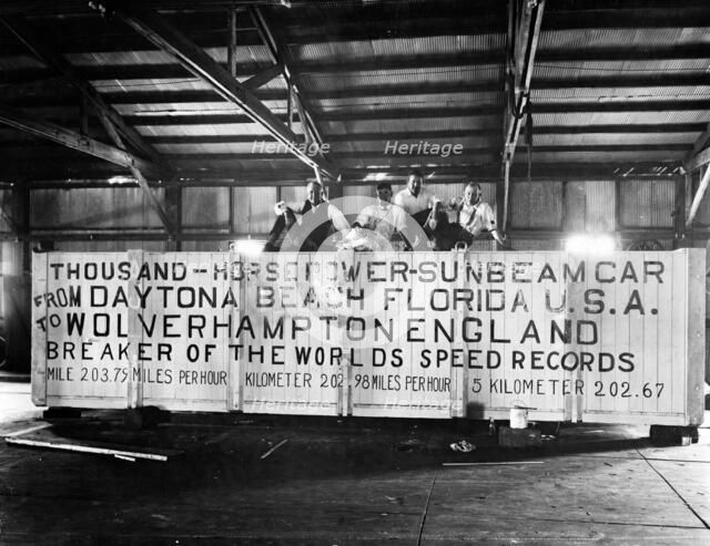 Sunbeam 1000hp World Land speed record attempt at Daytona 1927 Artist: Unknown.