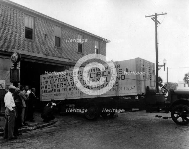Sunbeam 1000hp World Land speed record attempt at Daytona 1927 Artist: Unknown.