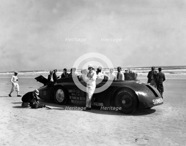 Sunbeam 1000hp World Land speed record attempt at Daytona 1927 Artist: Unknown.