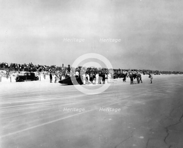 Sunbeam 1000hp World Land speed record attempt at Daytona 1927 Artist: Unknown.