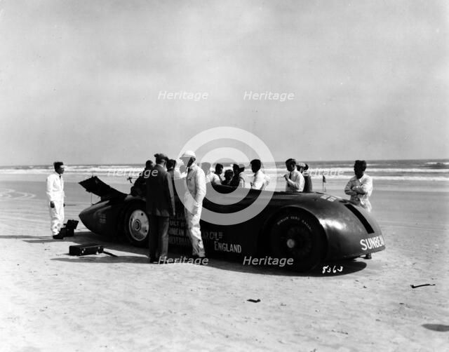 Sunbeam 1000hp World Land speed record attempt at Daytona 1927 Artist: Unknown.