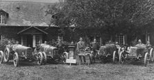 Sunbeam team for 1912 Grand Prix de L'ACF, Louis Coatalen in centre. Creator: Unknown