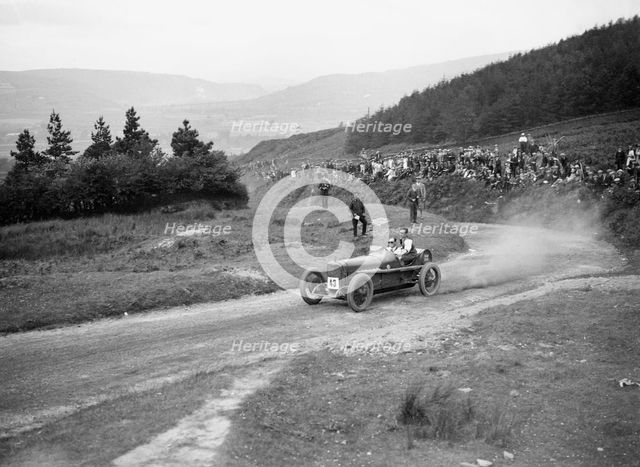Sunbeam Coppa Florio type of Malcolm Campbell competing in the Caerphilly Hillclimb, Wales, 1923. Artist: Bill Brunell.