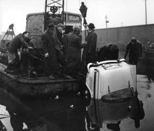 Sunbeam Rapier car accident, Kilnhurst, South Yorkshire, 1964. Creator: Michael Walters