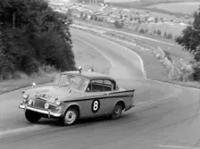 Sunbeam Rapier racing at Brands Hatch, Kent, 1961
