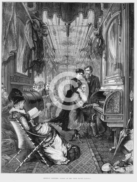 Sunday morning on the Union Pacific Railroad, USA, 1875. Artist: Unknown