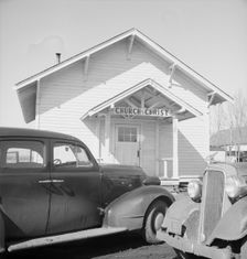 Sunday morning service, Tranquillity, California. 1938. Creator: Dorothea Lange